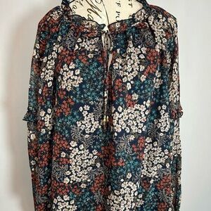 Wonderly Floral Patterned Blouse. Lined. Medium NWT